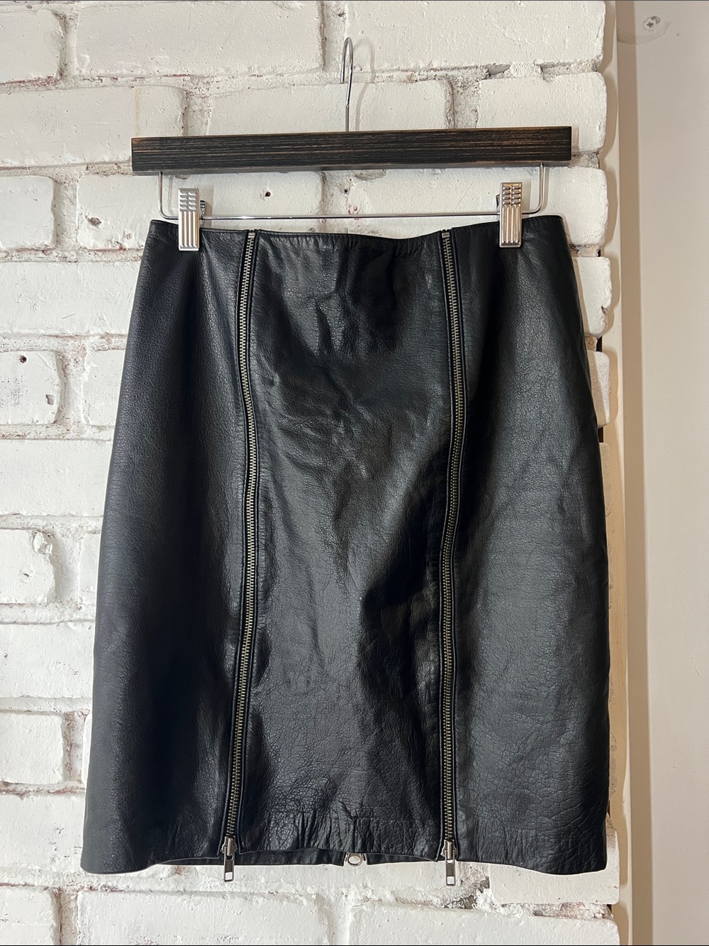 Black Faux Leather Zip-Accent Skirt multi zip fitted skirt